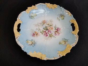 Porcelain Handled Floral Cake Plate