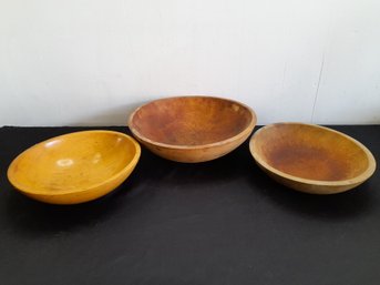 Wooden Bowl Lot Of 3