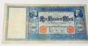 1910 Large German 100 Marks Banknote Pre WWI Over 100 Years Old