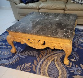 Coffee Table.  Marble Top With Solid Wood Consutrctiion.