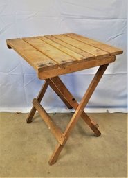 Vintage Folding Oak Wood Side Table