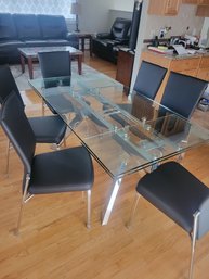 Ella Dining Table / 6 Leather Chairs / $2240 Retail - STILL Under Warrranty