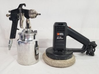 Central Pneumatic Heavy Duty Paint Spray Gun & Black & Decker Handy Buffer