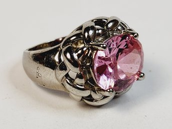 Unique Sterling Silver Pink Stone Ring