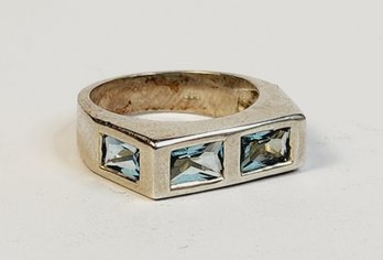 Vintage Unique Sterling Silver Blue Stone Ring