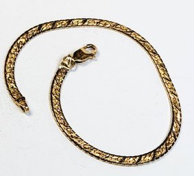 Pretty 14k Yellow Gold Italian Flat Textured Link Bracelet