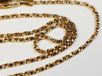 Ornate 14k Italian Yellow Gold Twisted Box Chain Necklace