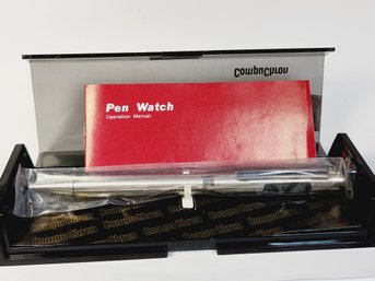 Wow....Vintage 1980's CompuCron Pen Watch With Case Manual NEW OLD