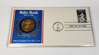 1983 Babe Ruth First Day Cover With Stamp And Medal