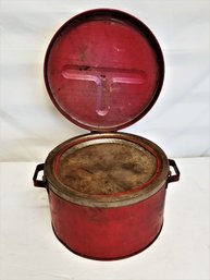 Vintage JUSTRITE 2 Gallon Capacity, Coated Steel Red Bench Can