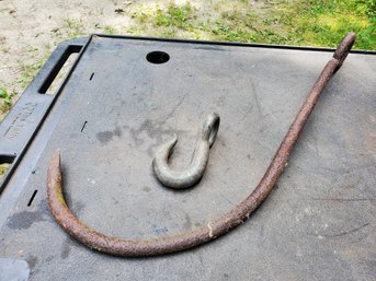 Antique Hand Forged Rigging Hook & Antique Large Hand Forged Hook