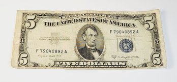 1953   $5 Dollar Blue Seal Silver Certificate