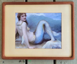 An Inspiring Beautiful Mermaid In A Single Matting And Wood Frame