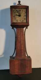 Antique New Haven Wall Clock.  Looks To Be Made Of Oak.