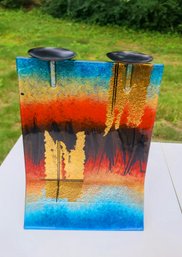 Art Glass Vase In Rich Southwestern Colors