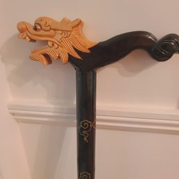 Unusual Asian Carved Dragon Cane /Walking Stick - Rare