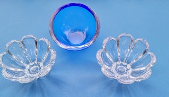 Three Art Glass Bowls - The Blue Is Orrefors