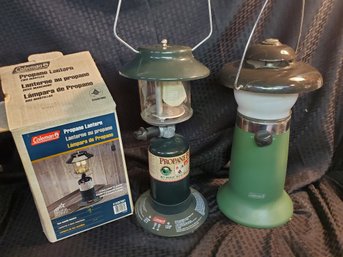 Lot Of 2 Propane Coleman Camping Lanterns