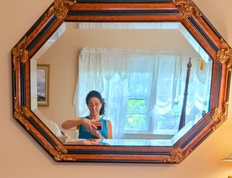 Octagonal Black And Gold Gilt Mirror