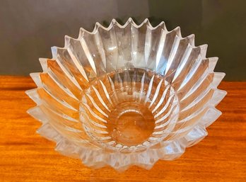 Substantial Extra Large Jagged Edge Lead Crystal Bowl/Centerpiece  - Very Heavy