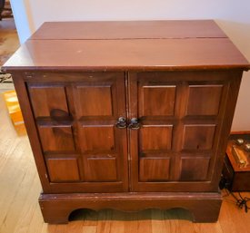 Vintage Pine Hollowed Out Cupboard Or Electronic Storage Cabinet/ Table