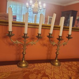 Vintage Three Candle Brass Candelabra