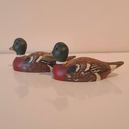 Pair Of Miniature Wooden Ducks