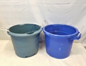 Pair Of 20 Gallon Utility/storage Tubs With Rope Handles