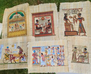 Grouping Of Egyptian Art On Very Fine Papyrus Paper