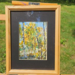 Smaller Version Framed Woodland Watercolor By Lee Galloway