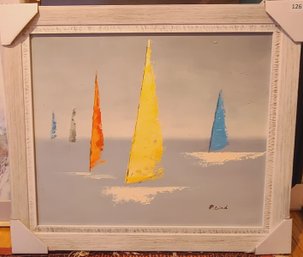 Sailboat Oil Painting By Artist P. Lind