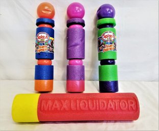 Set Of Splash Three Fun Foam Water Pumpers And MAX BLASTER Water Blaster NOS