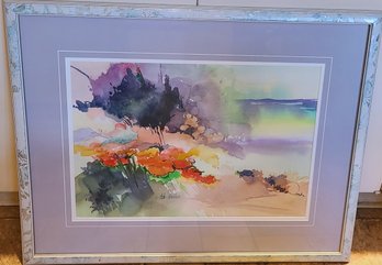 Beautiful Framed Abstract Watercolor By Artist Dale Sheldon(?)