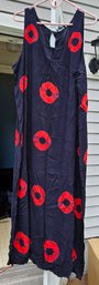 Plus Size  2X Rayon Maxi Shift Sundress With 'circles' Design Made In India