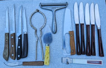 Vintage Essential Kitchen Utensils - Bottle Opener, Cheese Slicer, Cheese Knife,  Steak Knives, And More