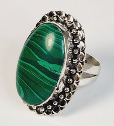 Vintage Sterling Silver Green Stone Ring