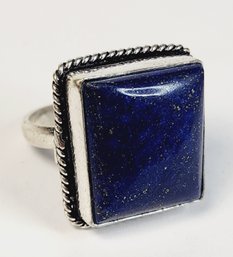 WoW......Sterling Silver Blue  Gold Stone Square  Ring