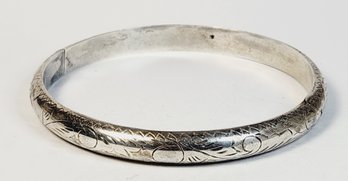 Vintage Sterling Silver Hidden Clasp Bangle Bracelet