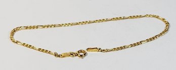 Thin 10k Yellow Gold Italian Figaro Curb Chain Bracelet