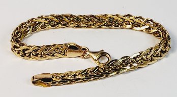 Sweet 14k Italian Yellow Gold Wheat / Spiga Chain Link Bracelet