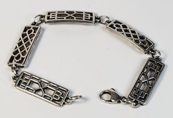 Unique Sterling Silver Pattern Chain Link Bracelet