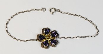 Vintage Sterling Silver Amethyst & Citrine Stone Bracelet