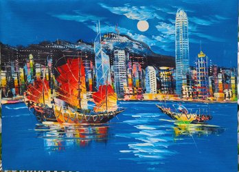 Fabulous Hong Kong Harbor Scene, Unframed