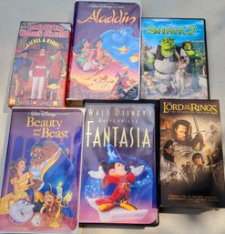 Group Of Six VHS Movies, Lord Of The Rings To Aladdin