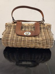 Women's Wicker Purse With Leather Handles