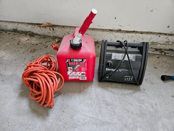 3 Piece Workshop Lot - Die Hard Battery Charger, Extension Cord & 2G Gas Can