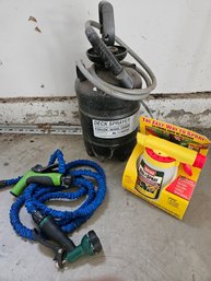 Outdoor Tool Lot - Hose And 2 Sprayers, 2 Gal Deck Sprayer & Ortho Hose Sprayer