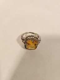 Natural Citrine, 925 Silver Women's Ring