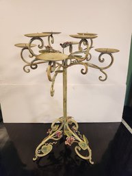 Vintage Wrought Iron Floral Candle Stand