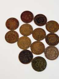 13  Indian Head Cents 1880s -1909(all Different Dates)